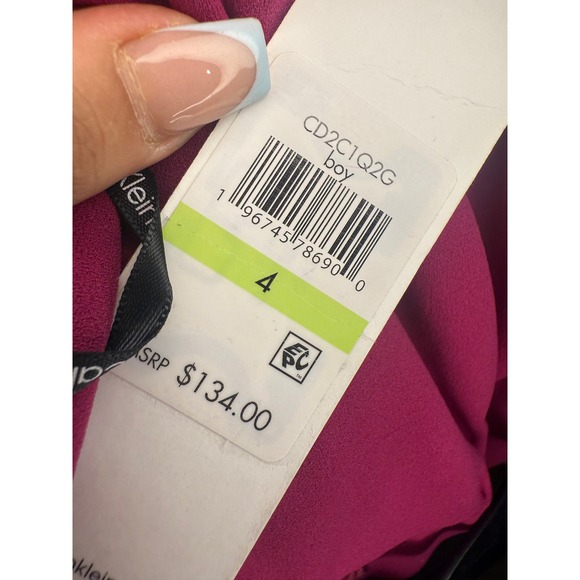 Calvin Klein Womens Berry Pink Belted Sheath Dress CD2C1Q2G Short Sleeve Size 4 - Picture 3 of 8